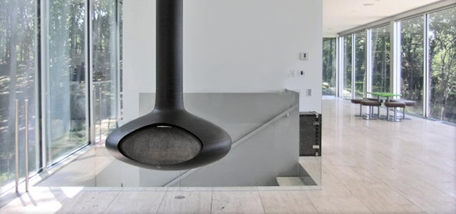 The Fire Orb hanging fireplace reimagines what it means to sit around the fire. Available in stainless steel or matte black
